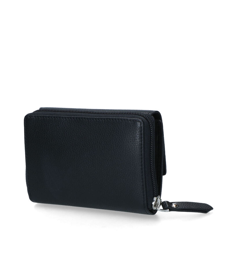 Euro-Leather Porte-monnaie zippé en Noir pour femmes (353534)