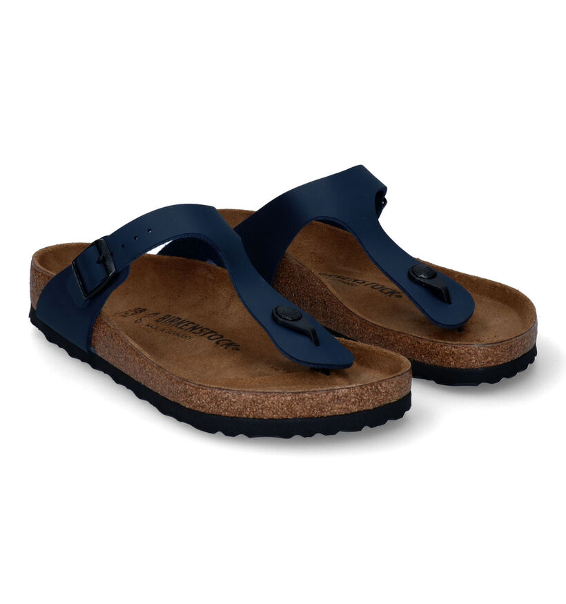 Birkenstock Gizeh Birko-Flor Zwarte Teenslippers voor dames (338058)