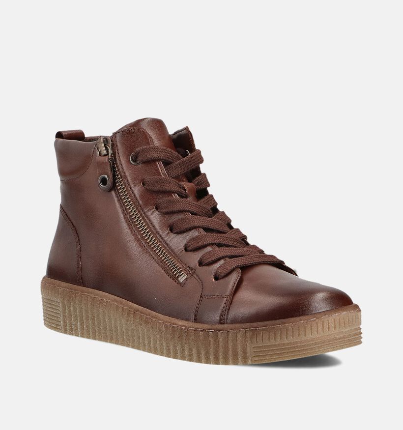 Gabor Cognac Hoge Sneakers voor dames (363113) - geschikt voor steunzolen