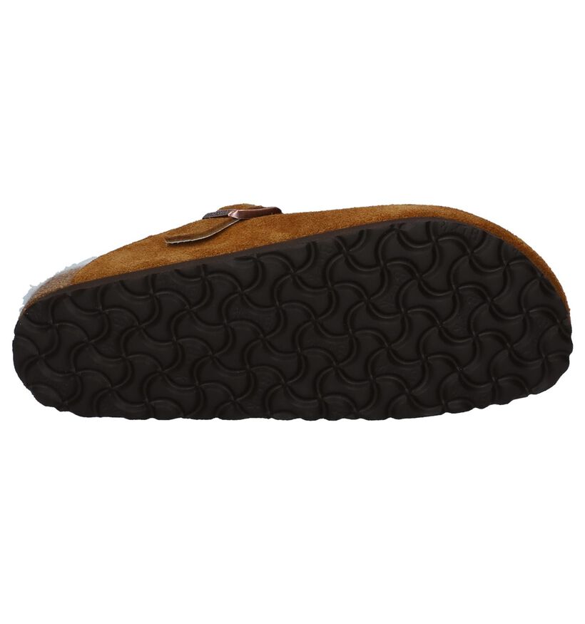 Birkenstock Boston Bruine Pantoffels in wol (231558)