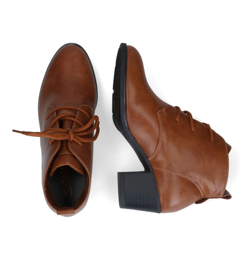 Signatur Bottines à lacets en Cognac pour femmes (314419)