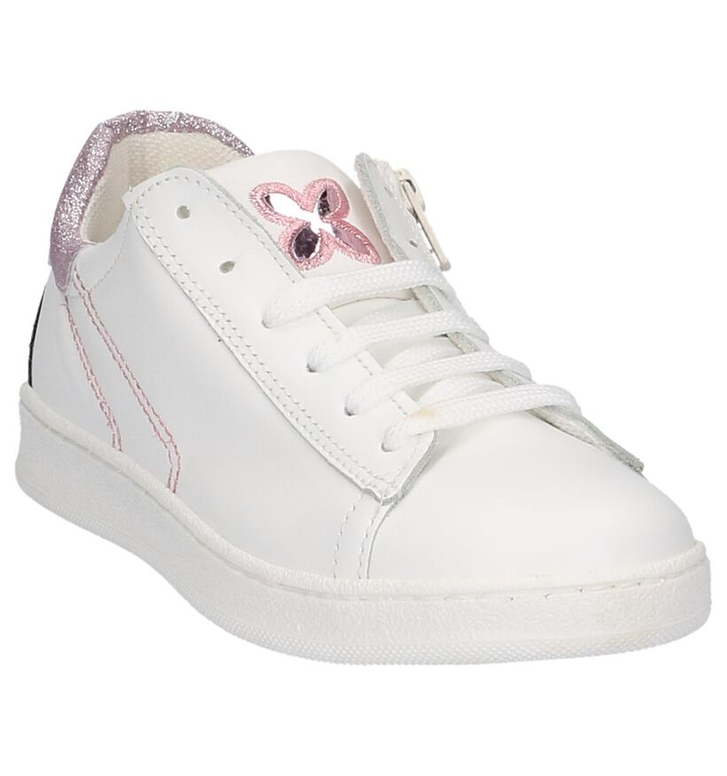 Witte Lage Geklede Sneakers Mkids in leer (209199)