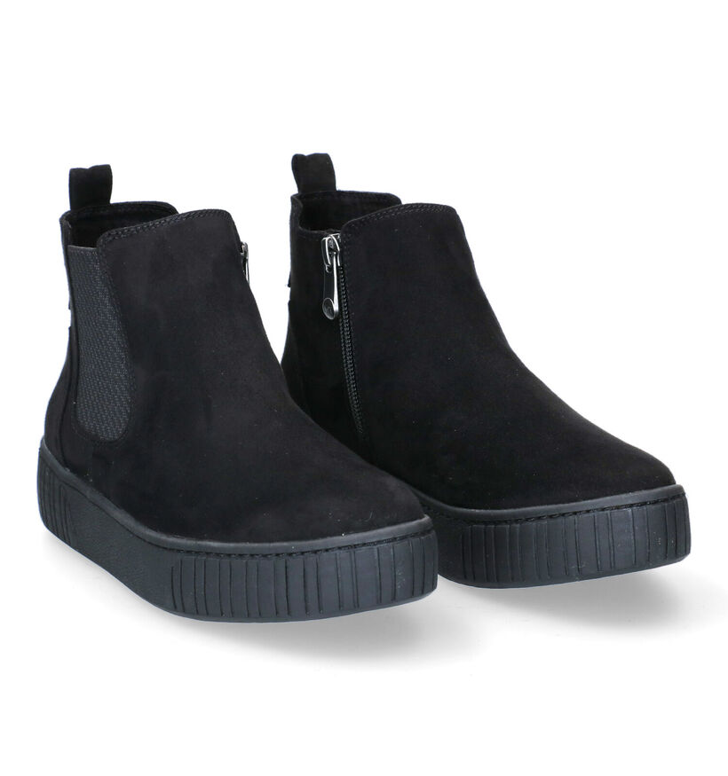 Marco Tozzi Bottines plates en Noir en textile (296975)