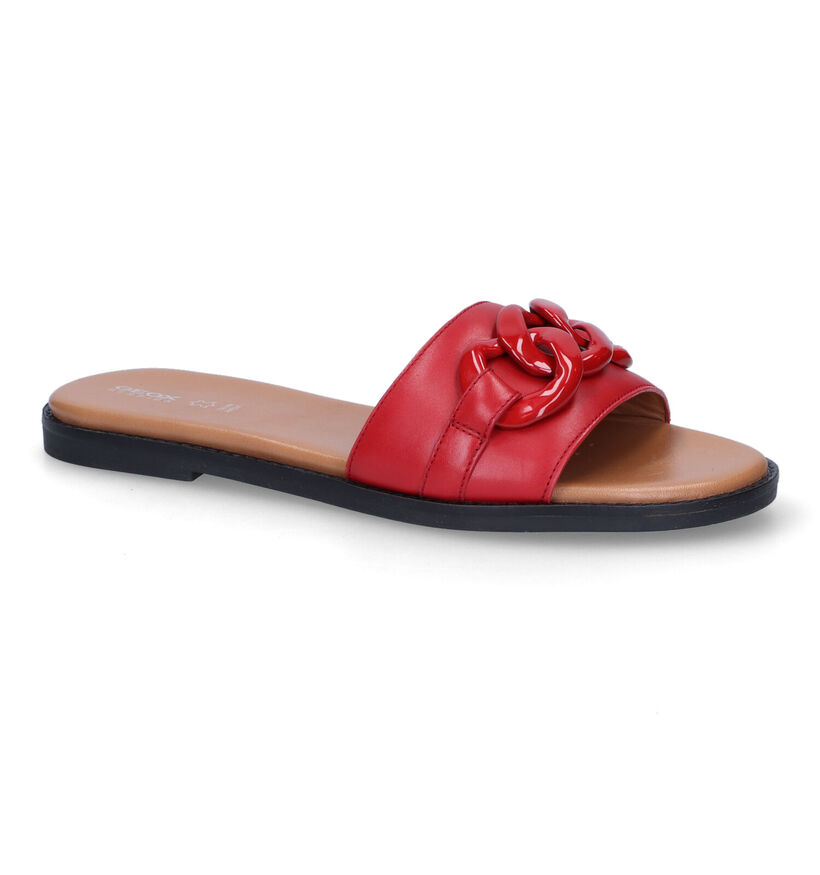 Geox Naileen Rode Slippers in leer (311598)