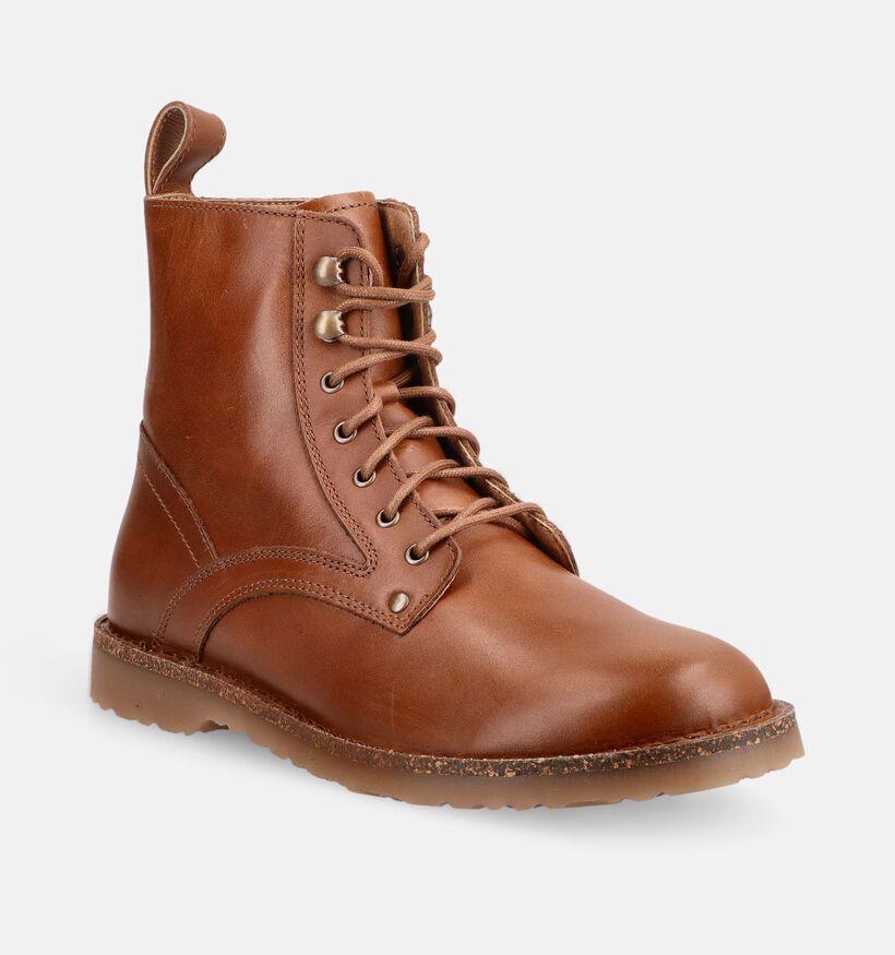 Birkenstock Bryson Leather Boots &agrave; lacets en Cognac pour hommes (377031) - pour semelles orthop&eacute;diques