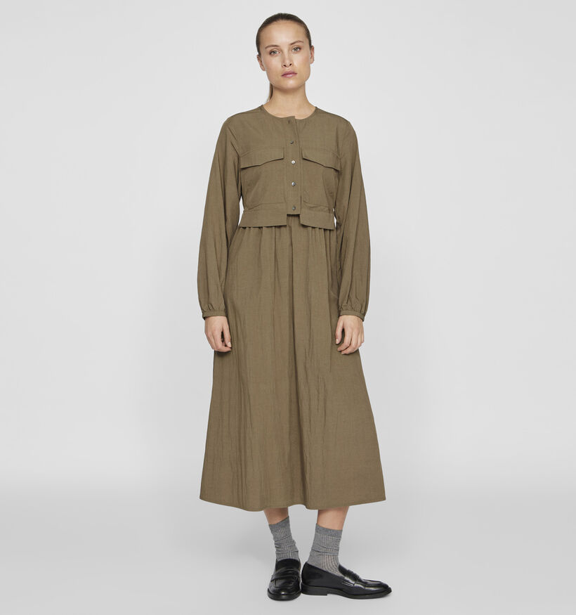 Vila Solina Robe longue en Vert khaki pour femmes (354079)