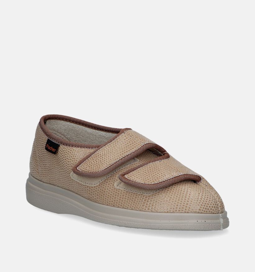 Fischer Pantoufles fermées en Beige pour femmes (347131) - pour semelles orthopédiques