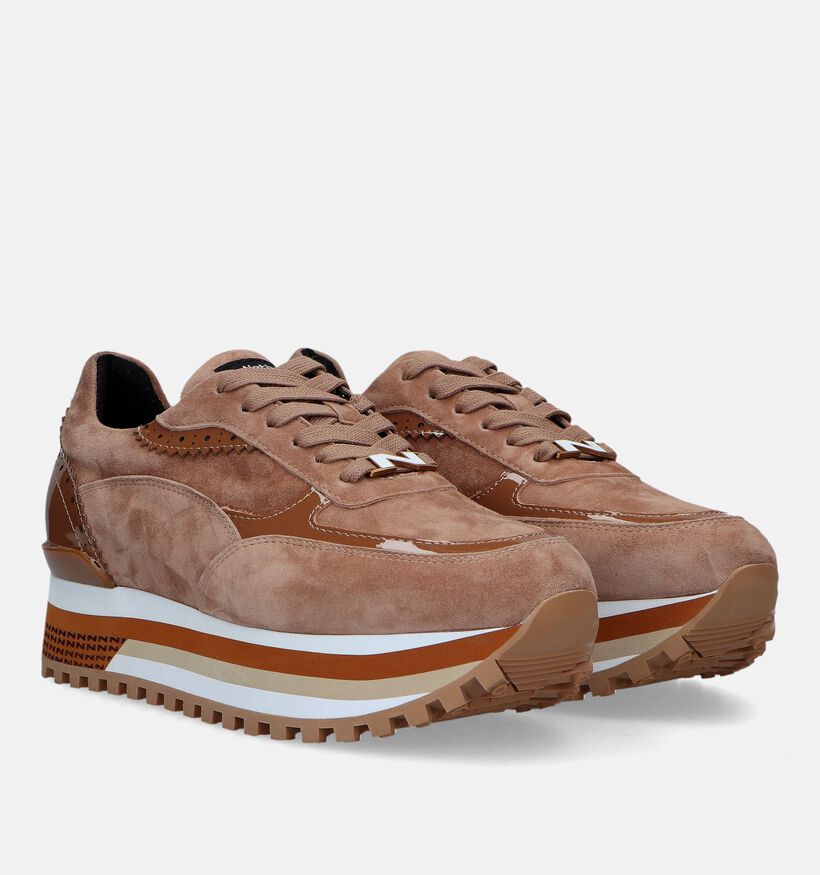 Nathan-Baume Cognac Sneakers voor dames (332392) - geschikt voor steunzolen