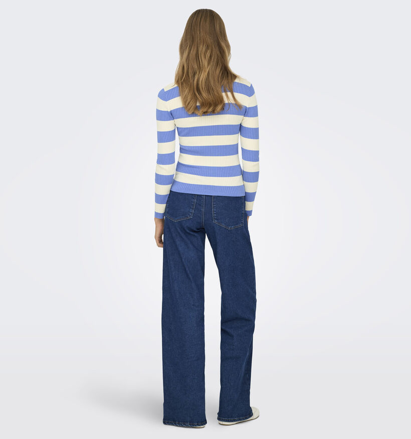 JDY Plum T-shirt Ray&eacute;e en Bleu/Beige pour femmes (367913)