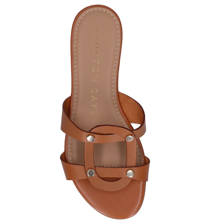 Hampton Bays Nu-pieds plates en Cognac en cuir (239126)