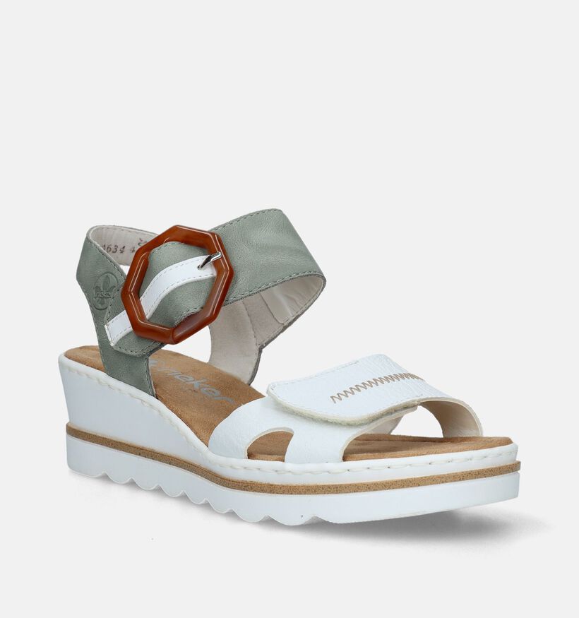 Rieker Sandales talon compensé en Blanc pour femmes (354959)