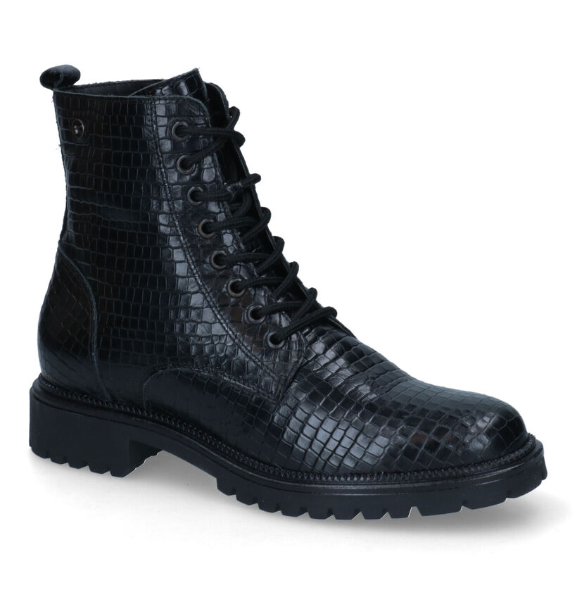Tamaris Boots à lacets en Noir en cuir (315420)