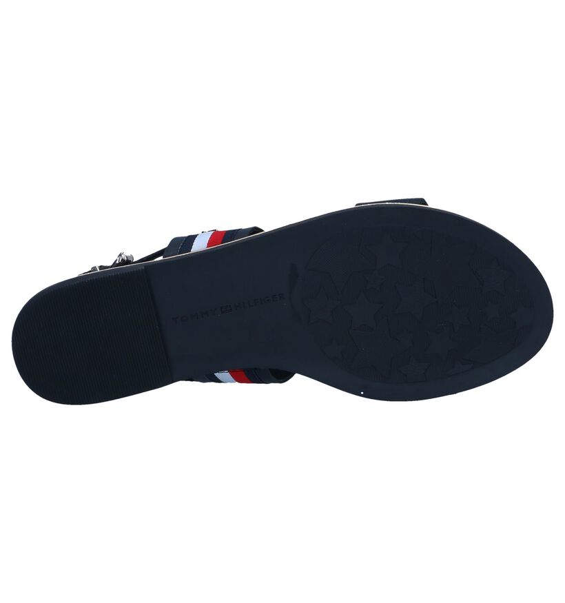 Donkerblauwe Sandalen Tommy Hilfiger Flat Corporate Ribbon in leer (241780)