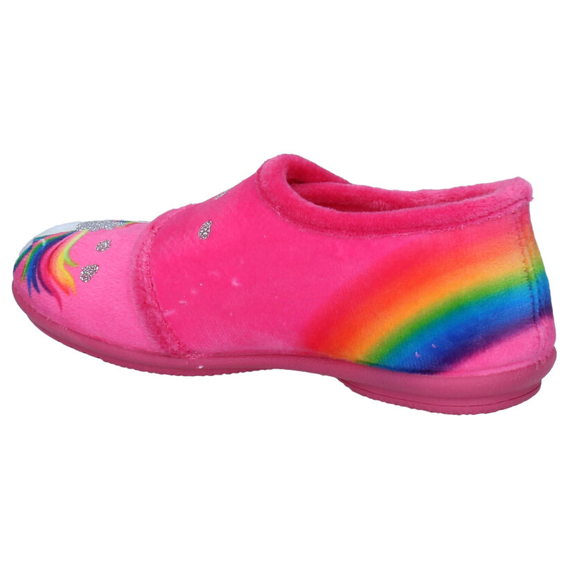 Milo & Mila Pantoufles fermées en Rose fuchsia en textile (278461)