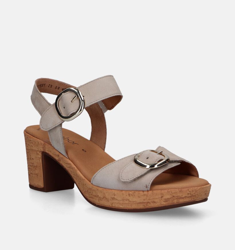 Gabor Best Fitting Beige Sandalen Met Blokhak voor dames (339338)