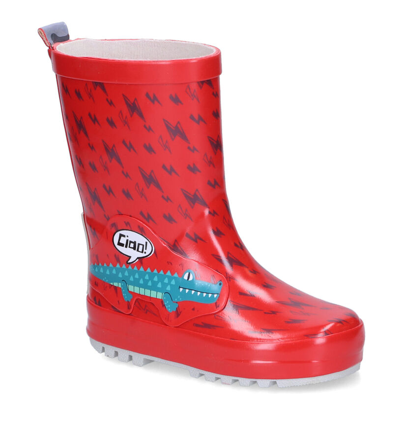 Go Banana's Alligator Bottes de pluie en Rouge pour garçons (315337) - pour semelles orthopédiques