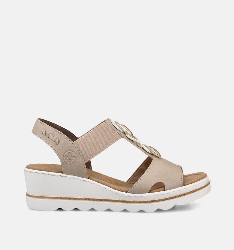 Rieker Sandales compens&eacute;es en Beige pour femmes (370419)
