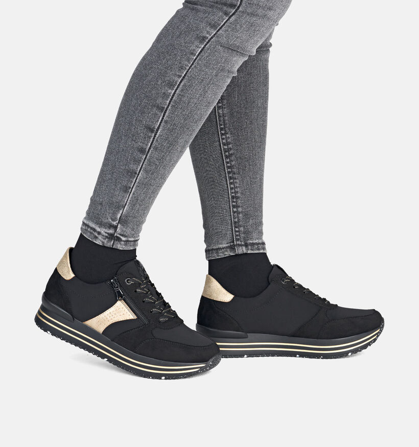 Remonte Zwarte Schoenen met Veter en Rits voor dames (376597) - geschikt voor steunzolen