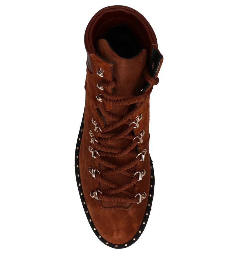 Cognac Veterboots Louisa Ally in daim (232819)