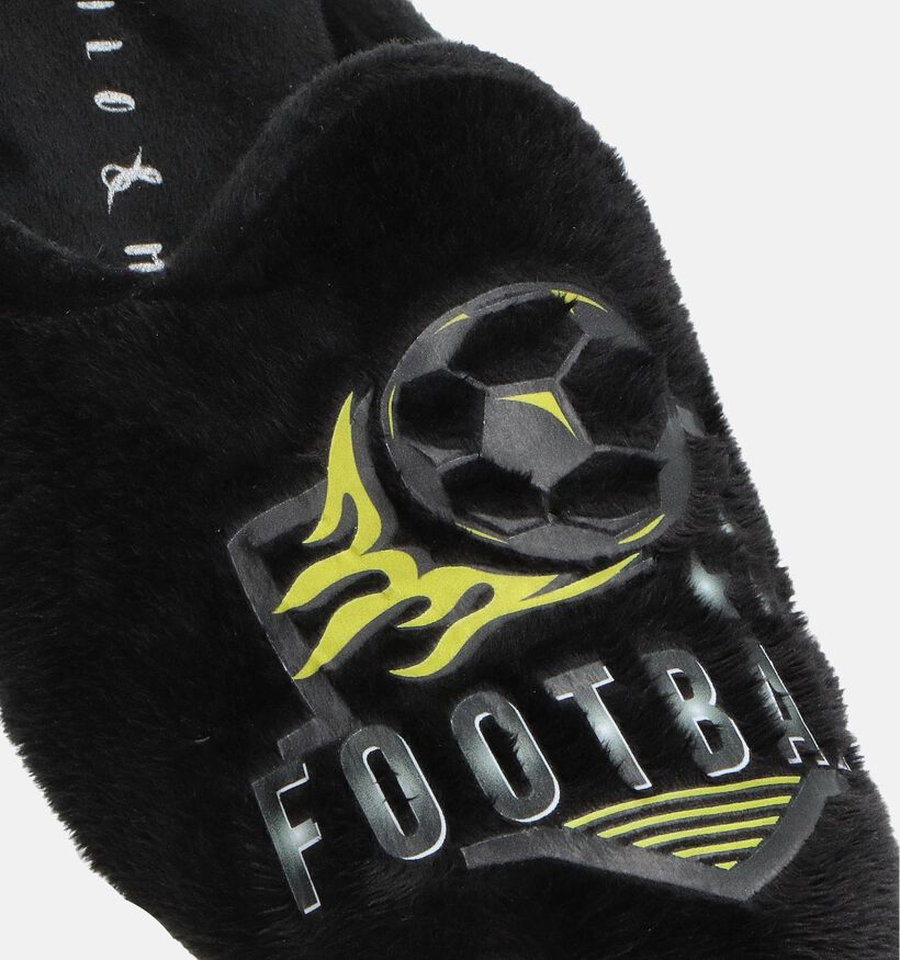 Milo & Mila Football Pantoufles en Noir/Vert pour filles, gar&ccedil;ons (381144)