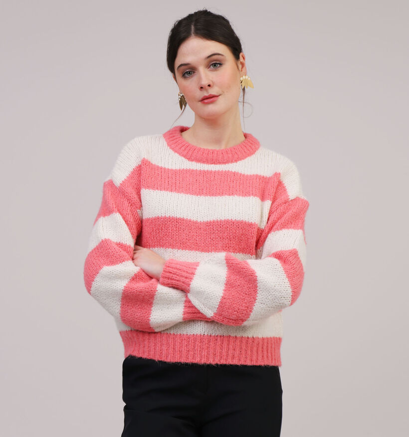 Vero Moda Newwine Pull rayé en Rose (327214)