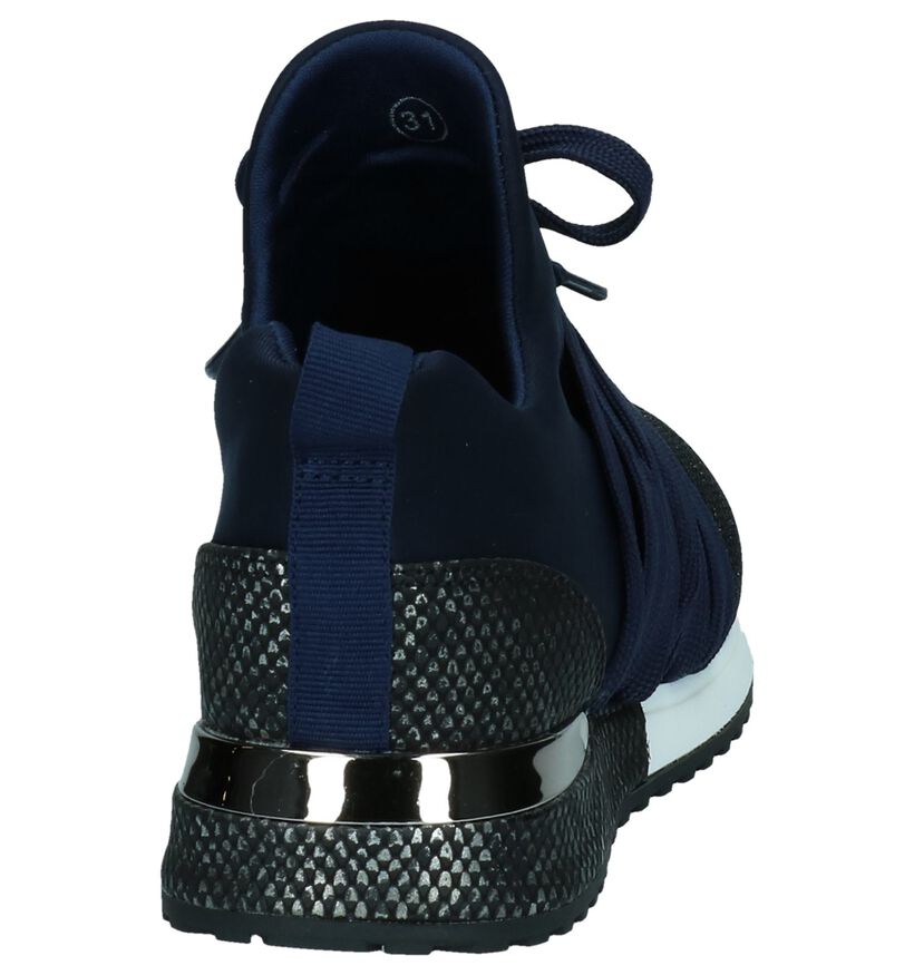 La Strada Blauwe Slip-on Sneakers in stof (278415)