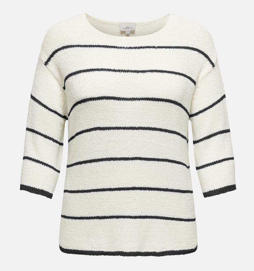 ONLY Carmakoma Geena Witte Gestreepte trui voor dames (343504)