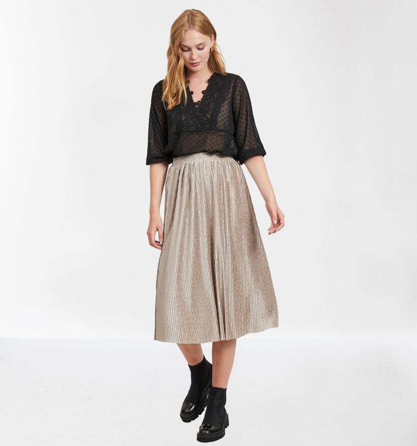 Vila Metallic Beige Midirok (284086)