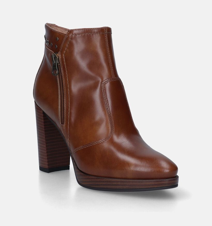 NeroGiardini Bottines avec talon en Cognac pour femmes (345556)