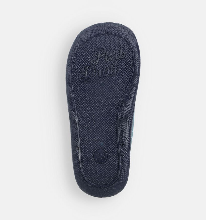 Milo & Mila Dino Pantoufles en Bleu pour filles, garçons (364931) - pour semelles orthopédiques