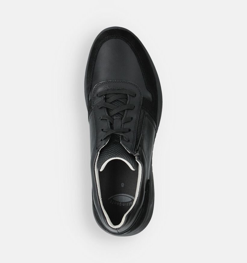 Pius Gabor Rollingsoft Zwarte Rits-Veterschoenen voor heren (363669) - geschikt voor steunzolen