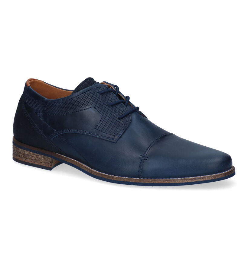Bullboxer Blauwe Geklede Veterschoenen in leer (319438)