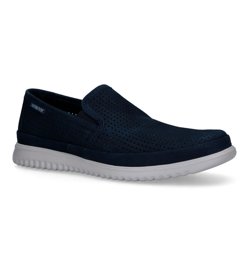 Mephisto Tiago Sportbuck Chaussures sans lacets en Bleu pour hommes (323389)