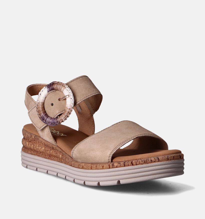 Gabor Beige Sandalen met sleehak voor dames (355018)