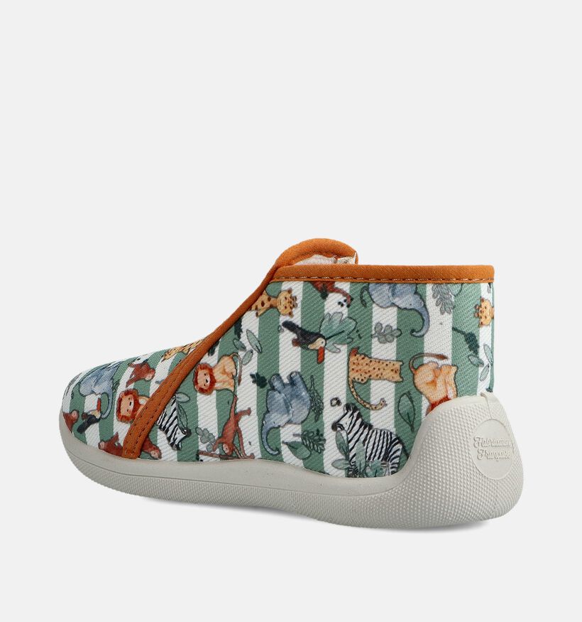 Milo & Mila Zoo Gestreepte Pantoffels Groen voor meisjes, jongens (374921) - geschikt voor steunzolen