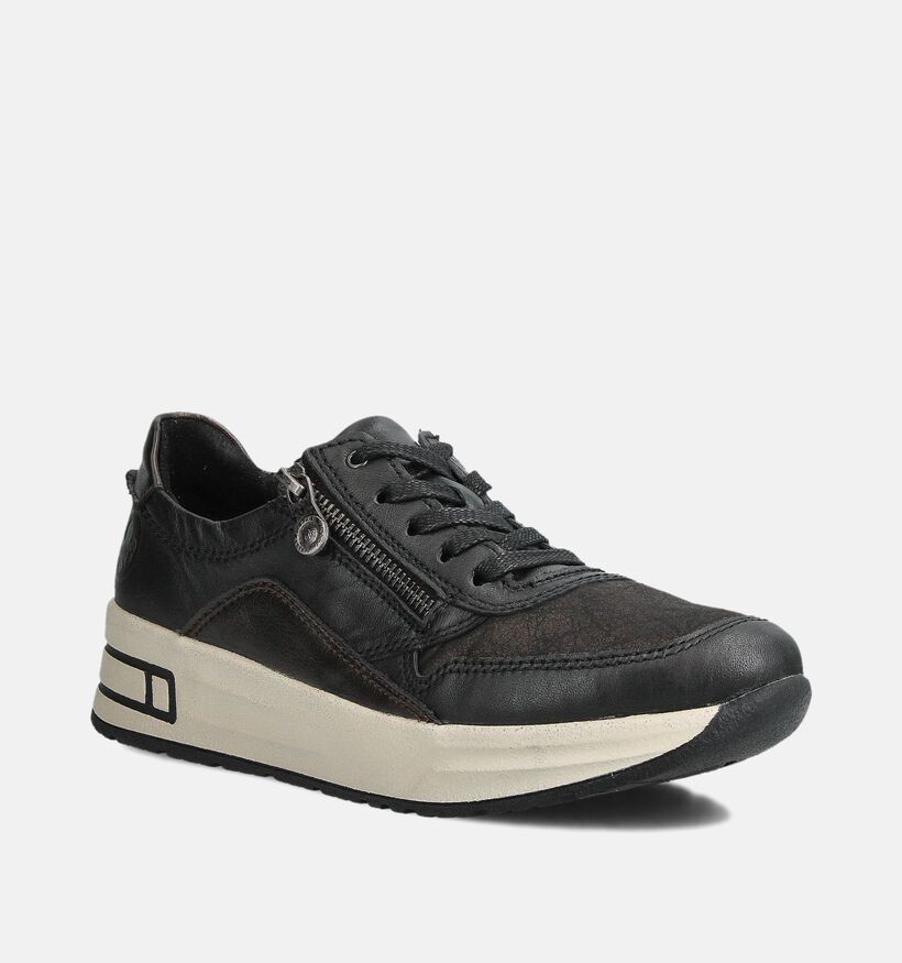 Rieker Zwarte Sneakers met Veter en Rits voor dames (360473) - geschikt voor steunzolen