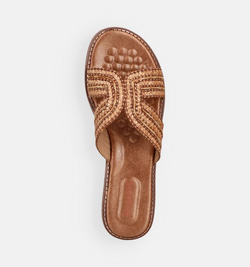 Signatur Nu-pieds plates en Cognac pour femmes (372329)