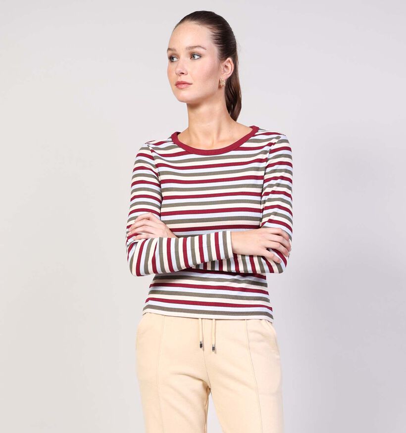 Pieces May Longsleeves en Bordeaux/Jaune pour femmes (365859)