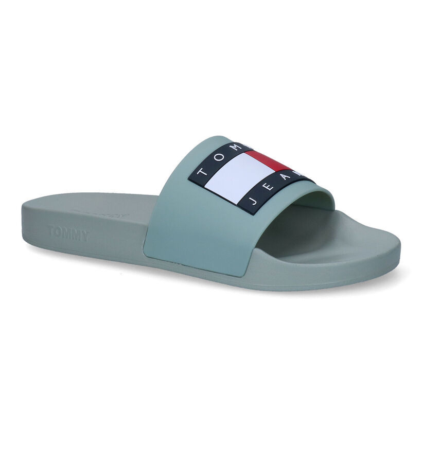 TH Tommy Jeans Mens Flag Witte Badslippers in kunststof (304024)