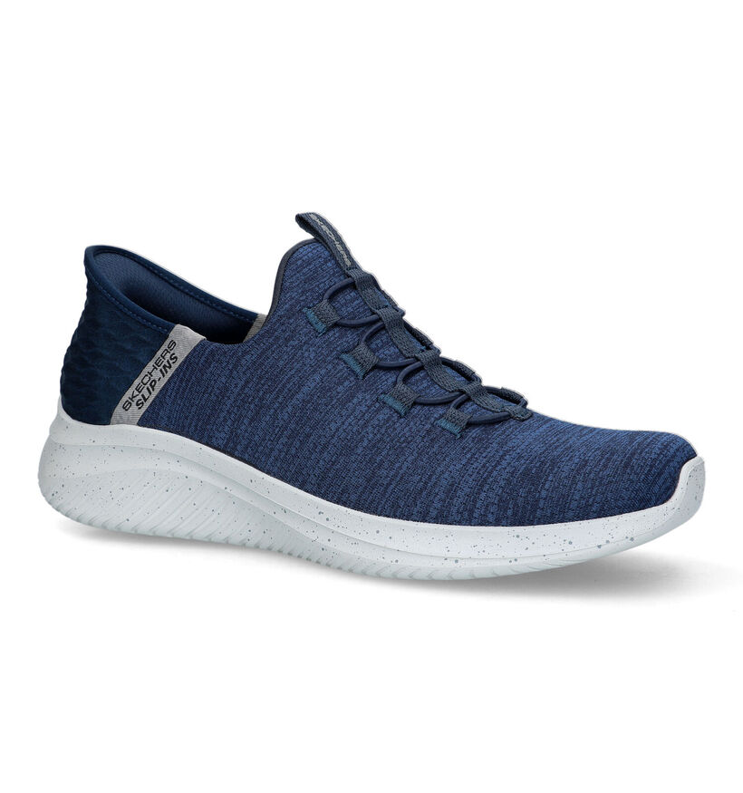 Skechers Ultra Flex Blauwe Slip-on Sneakers in stof (319512)