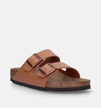 Birkenstock Arizona Slippers Pecan Birko-Flor Nubuck/Light Rose Birko-Flor Nubuck