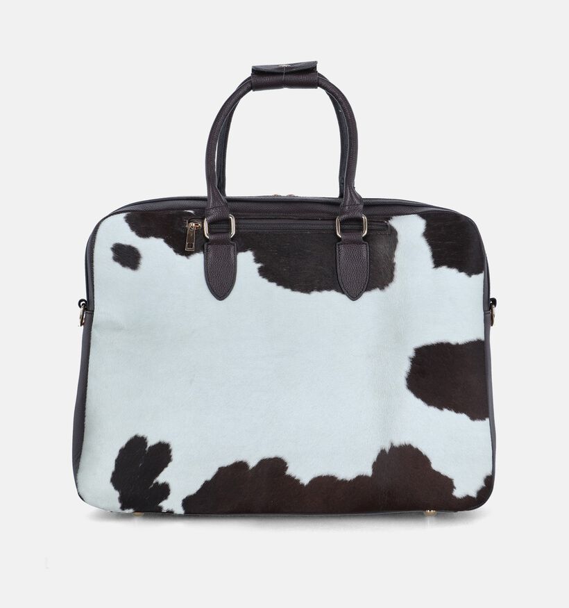 Olivia Lauren Cowhide Sac ordinateur en Brun fonc&eacute;/Blanc pour femmes (378536)
