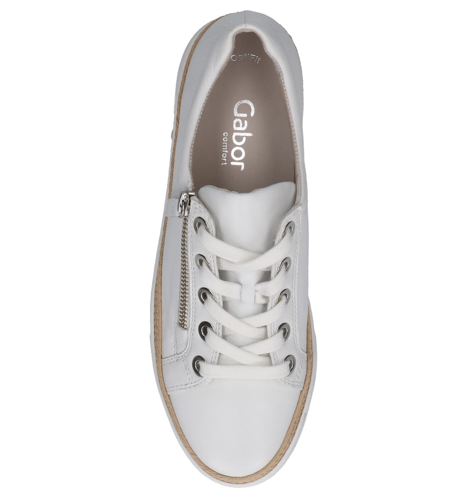 Witte Sneakers Gabor Comfort met Rits Veter Dames Sneakers Online op TORFS.BE