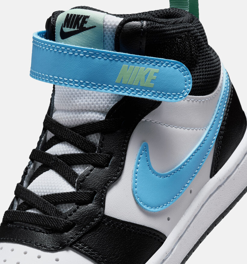 Nike Court Borough Mid Witte/Blauwe Sneakers voor jongens (377283)
