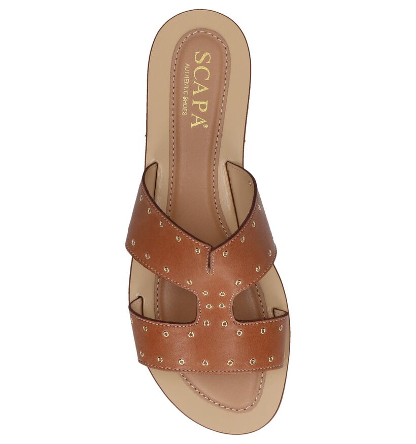 Cognac Slippers Scapa in leer (246046)