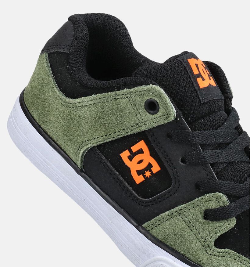 DC Shoes Pure Dark Olive Low Baskets en Vert kaki/Noir pour gar&ccedil;ons (376204)