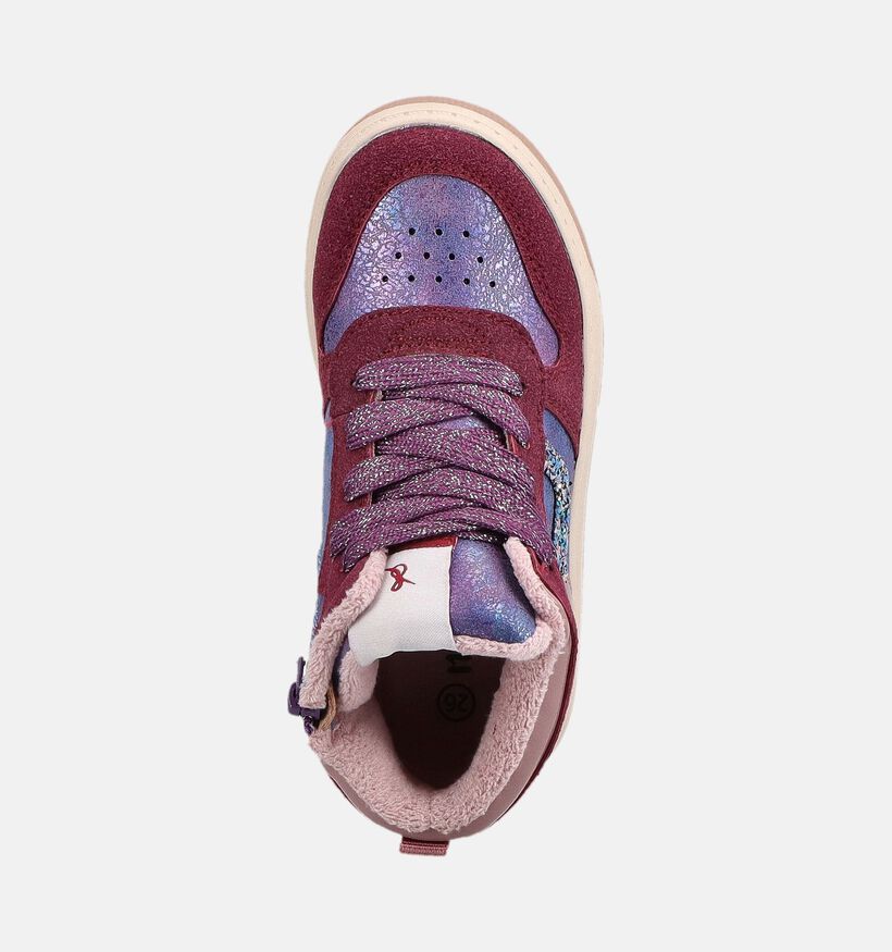 Milo & Mila Baskets hautes en Bordeaux/Rose pour filles (379238) - pour semelles orthop&eacute;diques