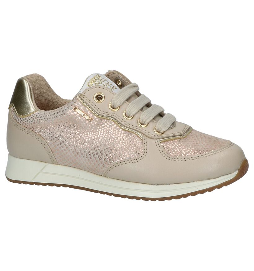 Taupe Sneakers Rits/Veter Geox in leer (210492)