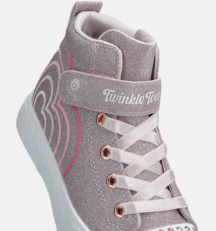 Skechers Heart Steps Glow Baskets montantes en Or rosé pour filles (366429)