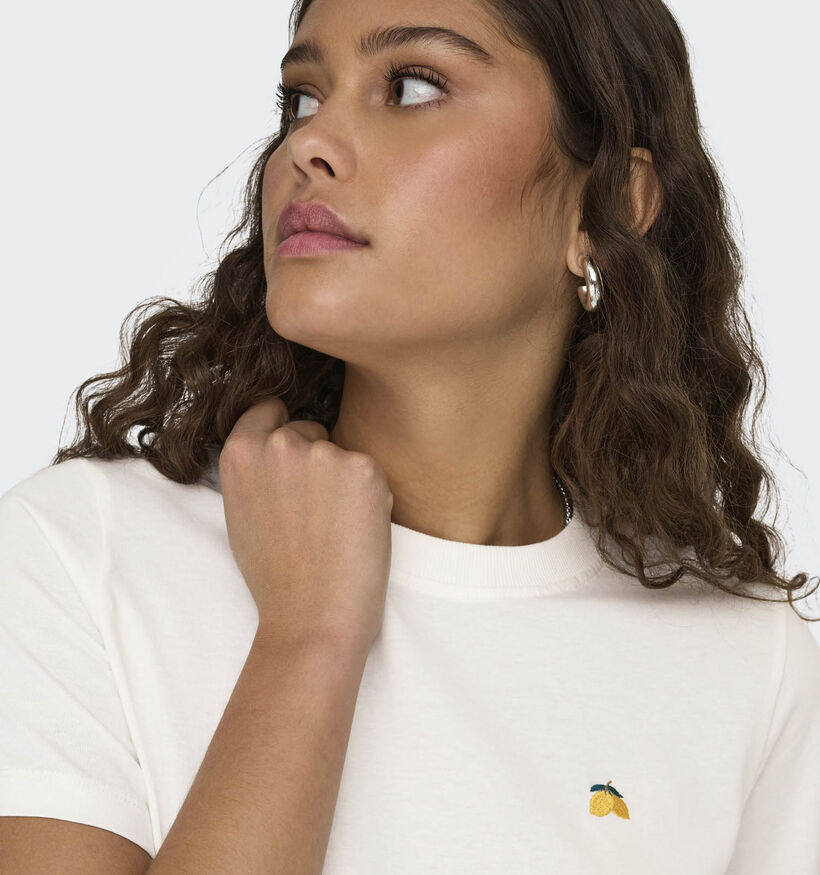 JDY Pisa Lemon Witte T-shirt voor dames (374851)